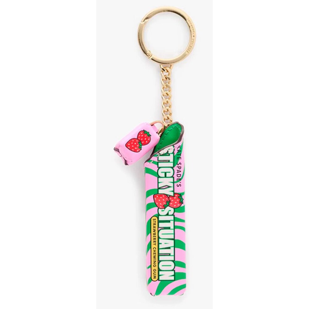 S Kate Spade Bubble Gum Bag Charm Pink & Green Smooth Leather KK206 NWT $129